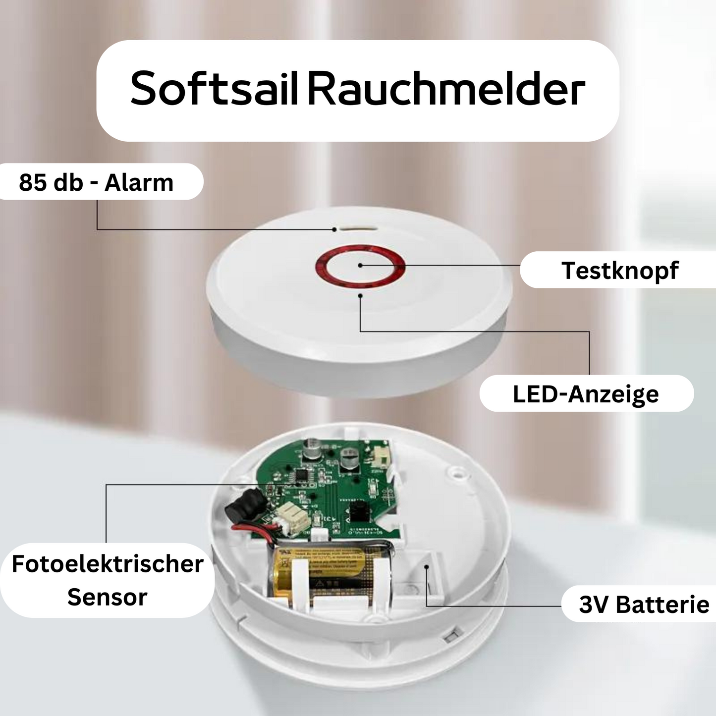 10-Jahres Rauchmelder mit 3M Magnetklebepad Zuverlässig & Langlebig